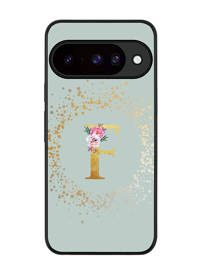 For Google Pixel 10 Case,Slim fit Camera Protection, Shockproof Thin Phone cover  - Custom Monogram Floral - F  (Light Grey )
